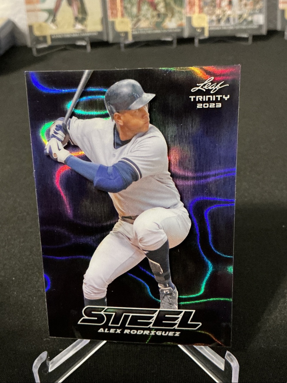 Alex Rodriguez Steel Baseball Card - Leaf Trinity 2023 - Blue/White